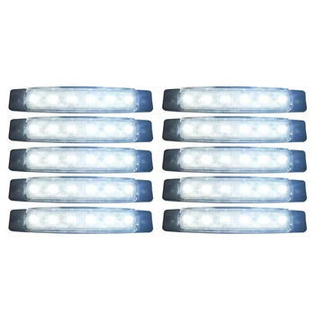 10 peças 24V Cauda de 6 LED SMD lado do indicador Indicadores traseira lâmpada de luz branca para ônibus / caminhões / carretas / caminhões MA565