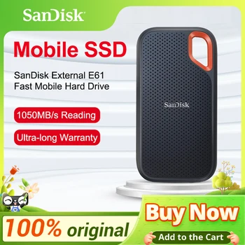 100% Originais da SanDisk Externo Portátil SSD, disco Rígido de 2 tb 1 TB de 500GB Velocidade de 1050M HDD Unidade de disco Rígido de Estado Sólido, Disco para Portátil