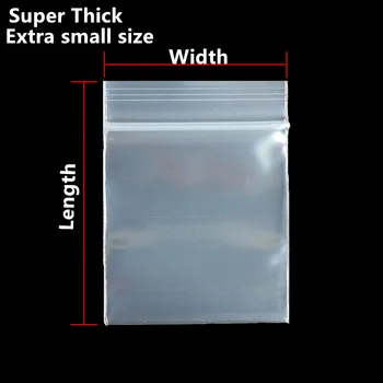 1000pcs/Muito Pequeno Mais mais grosso PE Saco de plástico Claro Anel de Cristal Embalagem Bolsas Reutilizáveis Pó Zipper Bloqueio Saco de sacolinhas