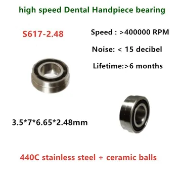 10pcs de alta velocidade Handpiece Dental passo rolamento S617 3.5*7*6.65*2.48 mm aço inoxidável híbrido de rolamento de esferas de cerâmica