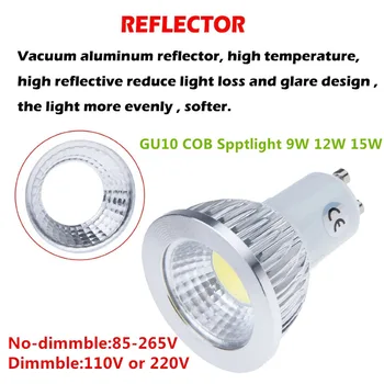 10X de alta potência lâmpada LED GU10 9W 12W 15W LED COB lâmpada do projector gu10 lâmpada quente branco frio AC110V 220V iluminação LED