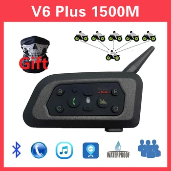 1500M V6 Além do Capacete da Motocicleta Intercomunicador Bluetooth Fone de ouvido 2 em 1 Microfone V6 V6 Pro Interfone Communicator Tipo de Carregador C