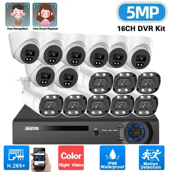 16 Canal de Câmera de CCTV Sistema de Segurança DVR Kit de 5MP Impermeável Exterior de 16ch AHD DVR Sistema de Vigilância de Câmera Conjunto XMEYE NVR 8CH