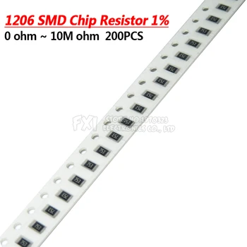 200pcs 1% 1206 SMD resistor 0R ~ 10M 1/4W 0 0.1 1 10 100 150 220 330 ohm 1K 2.2 K 10K 100K 0R 1R 10R 100R 150R 220R 330R 1M 10M
