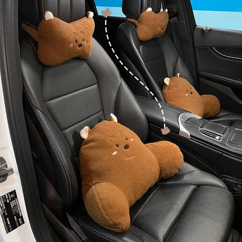 2022 Novo Do Luxuoso Dos Desenhos Animados Urso Do Interior Do Carro Ornamentos Apoio Lombar Carro Cintura Neckpillow Encosto De Almofadas