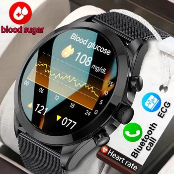 2023 de Glicose no Sangue Inteligente Homens do Relógio de Saúde ECG+PPG Monitoramento de Pressão Arterial Temperatura do Corpo de Chamada Bluetooth Movimento Smartwatch