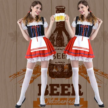 2023 Novo Traje Cosplay alemã Oktoberfest Sexy de Empregada Vestido de Mulher Palco do Festival de Desempenho de Renda Até Roupas