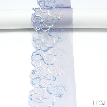 28Yards Bordado de Flor Azul Tecido de Renda Guarnição da Fita DIY de Costura de Apliques de Colarinho Guipure Sutiã, Cueca Decoração