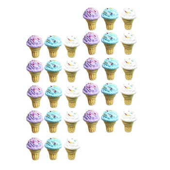 30 Pcs Simulação de sorvete Mini Paisagem Adornos Comida de Plástico Cone de sorvete Brinquedo Casa de Suprimentos Criança