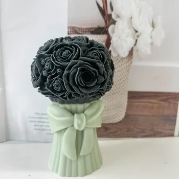 3D Buquê de Flores do Molde de Casamento Vela Decoração de Festa Decoração de Fragrância Molde Home DIY Artesanais Perfumadas Molde