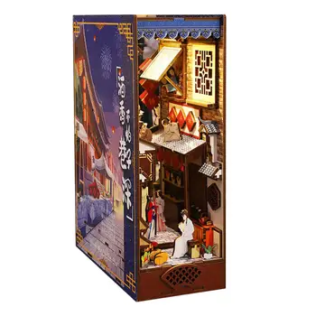 3D de Madeira Puzzle Aparador Kit de Suporte Decorativo DIY Modelo com Luz LED Inacabado Bookshelf Inserir para o Presente Adultos Aniversários