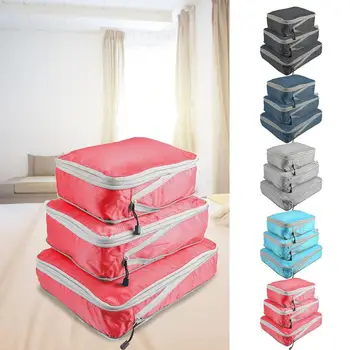 3Pcs Multi-funcional Embalagem Cubos e Leve Viagem Organizador Impermeável Armazenamento de Bagagem Saco De Roupas, Sapatos, Toalhas