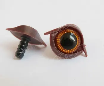 40pcs---12mm brinquedo olhos com a cor marrom a pálpebra com máquina de lavar roupa para boneca acessórios