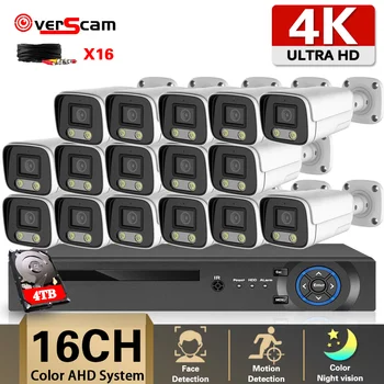 4K Ultra HD AHD Sistema de Vigilância de Vídeo Kit de 16CH DVR Sistema de Câmera de Segurança Conjunto de 8MP Cor de Visão Noturna da Câmera do CCTV do Kit de 8CH P2P