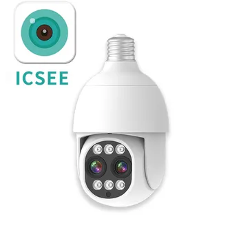 4MP 1440P iCsee APP Lente Dupla E27 Lâmpada da Cabeça de Soquete 8X Câmera do IP de PTZ da Cor Completa AI Humanóide de Detecção do CCTV Monitor do Bebê