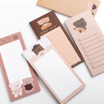 50 Folhas Bonito coreano Biscoitos Urso Memo Pad Mensagem de Notas Decorativos bloco de notas, Note que o check lista Memo de Papelaria materiais de Escritório