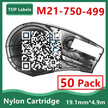 50 Pack Substituir M21-750-499 de Nylon, Pano de Etiquetas Cartucho Preto no Branco o Uso de Mão de Impressora de etiquetas,Rotuladora Laboratório Maker