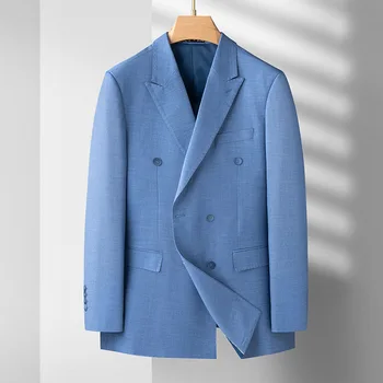 5837 - masculino listrado de lazer, double-breasted 91suits e de código Europeu dos homens de terno slim casaco jaqueta