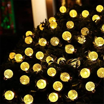 8 Modos de Luz Solar bola de Cristal 5M/7M/12M/ LED Luzes de corda Luzes de Fadas Guirlandas Para a Festa de Natal na Decoração Exterior