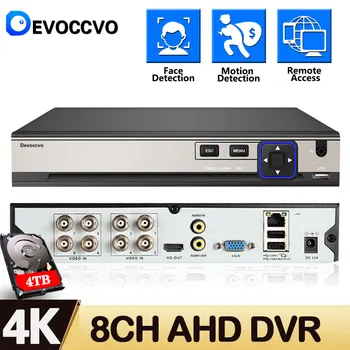 8CH de 8MP 6in1 HD TVI CVI XVI AHD de Segurança IP, DVR H. 265 Gravador Digital de Vídeo Inteligente Detecção de Movimento de Rosto Reprodução
