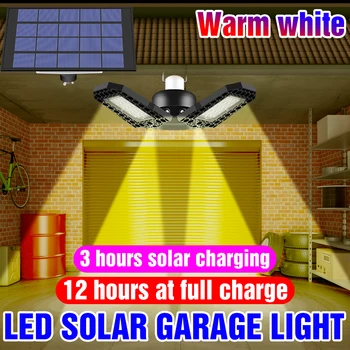 A luz solar Powered Solar da Parede da Luz Solar Impermeável Exterior de Energia e Lâmpada de 60W 80W Garagem Lâmpada LED Portátil Quintal Luzes de Camping