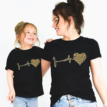 A mamãe e a Mim Leopard Pulsação T-shirt 2020 de Mãe e Filha Combinando Família Roupas T-shirt Roupas de Natal,o Navio da Gota