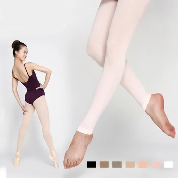 Adultos Soft Elastic Collant Mulheres Ballet Footless Diária De Meia-Calça W Cintura Algodão Reforço De Dança Toque Moderno Meias