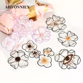 AHYONNIEX 1 Pedaço Diferentes de Lantejoulas Flores Patches de Moda Esferas Applique para Costurar Roupas Em Patch para Roupas