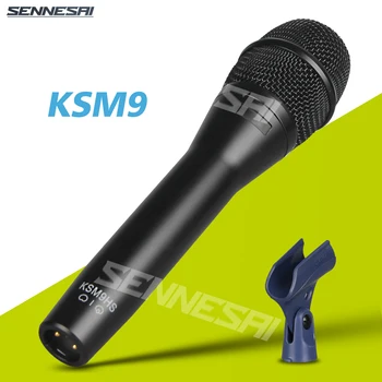 Alta Qualidade！KSM9 Profissional Dinâmico Handheld Microfone do Karaoke com Fio Microfone Com Clip de som Estéreo Studio Microfone