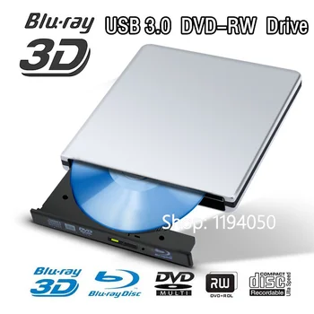 Alumínio Blu-ray Drive Ultra-fino externo USB 3.0 gravador de Blu-ray BD-RE CD/DVD RW gravador pode reproduzir 3D 4K de disco Blu-ray para o portátil