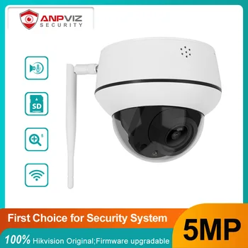 Anpviz 5MP PTZ IP do Wifi da Câmera ao ar livre Zoom de 5X de Segurança de Proteção de Vigilância sem Fio Cam Áudio bidirecional, Slot para Cartão SD IR 30m