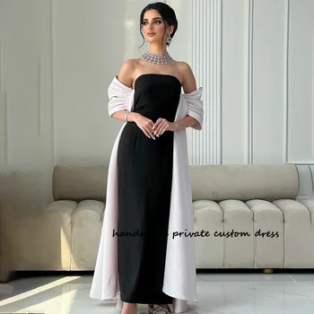 Arábia árabe Sereia Vestidos com Jaqueta de Mono Cetim Dubai Celebrar Prom Vestido das Mulheres Formal Vestidos de Comprimento do Assoalho