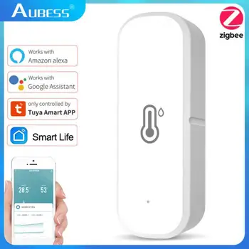 Aubess ZigBee Smart De Temperatura E Umidade Sensor Alimentado Por Bateria Tuya Wi-Fi Smart Casa De Segurança Do Trabalho Com Alexa Inicial Do Google