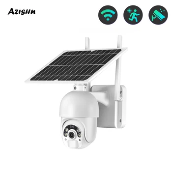 AZISHN 1080P 2,4 G wi-Fi Câmera do IP de P2P Áudio em Dois sentidos AI Humanos Detecção de 4X e Zoom Digital de CFTV Câmera de Segurança ao ar livre Com Sim 4G