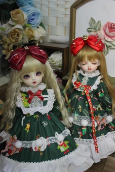BJD Boneca com roupas adequadas para 1-3 1-4 1-6 tamanho de moda de vestido de Natal, de Ano Novo com arnês boneca acessórios