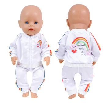 Boneca 43 cm Bebê Nascido de Roupas de Esportes do arco-íris Hoodies Calças Bonecas Acessórios Roupas de Moda de 13 polegadas Renascer Boneca Traje de Presente