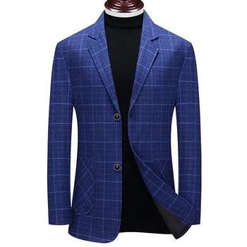Boutique dos homens xadrez jaqueta de terno de negócio de Alta qualidade slim, jaqueta de terno Blazer jantar de casamento do tipo dos homens de terno M-3XL casual terno