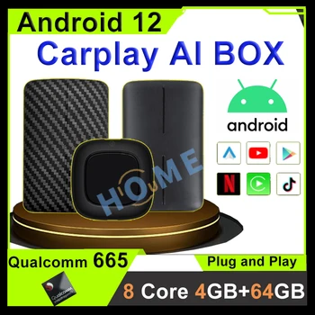 Carplay Ai Caixa Android Snapdragon android 12 4G+64G sem Fio MirrorLink AI Box universal para a Kia VW, Toyota, Peugeot, Volvo