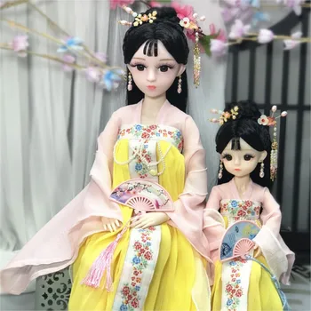 Crianças de Simulação de 30cm Antiga Fantasia de Boneca Hanfu Boneca Brinquedo Personagem de Princesa Boneca Brinquedo Multi-Joint Chinês Boneca Bonito LC735