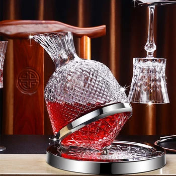 Criativo 1500ml Vidro de Cristal Top Spin Decanter Personalizado de Alta-end Espelho Esculpida de Vinho tinto Copo de Rotação do Filtro para o Lar