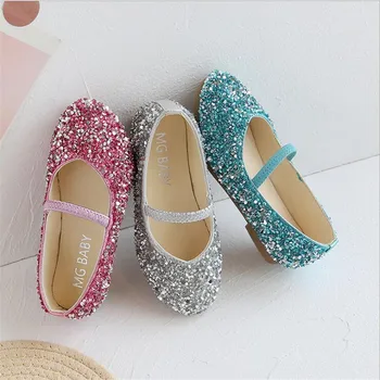 Cristal De Moda De Sapatos De Couro Meninas Sapatilhas Baby Dance Party Meninas Sapatos De Glitter Crianças Sapatos De Ouro Bling Princesa Sapatos