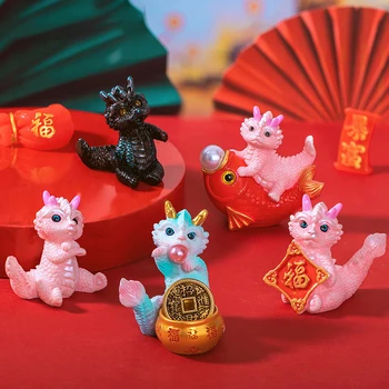 Cute Mini Dragão Estatueta De 2023 Ano Do Dragão Ornamento Micro Paisagem Decoração De Casa De Bonecas Em Miniatura De Brinquedo