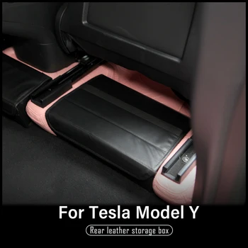 De Couro Novo Armazenamento De Caixa De Tesla Model Y 2021 Acessórios Sob O Assento Traseiro Da Caixa De Armazenamento Para O Modelo Y 2021