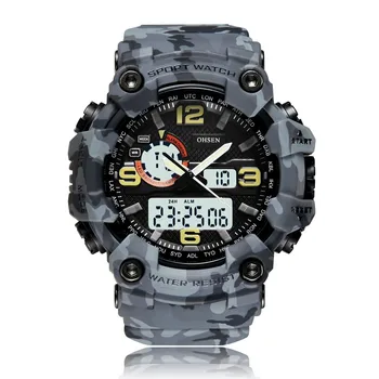 Desporto Nova Mens Relógios Digitais Para Homens 50m Impermeável Relógio Despertador Reloj Hombre Duplo Visor de relógio de Pulso de Quartzo Militar Assista