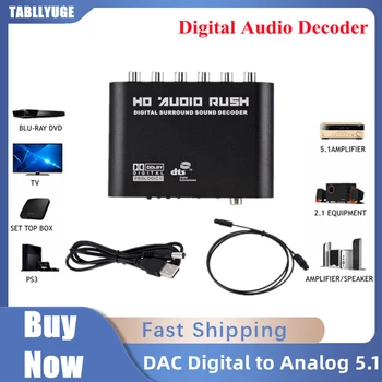 Digital para Analógico 5.1 Decodificador de Áudio Amplificador SPDIF Coaxial para RCA AC3 Ótico Digital Amplificador Analógico Converte Para o som da TV