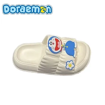 Doraemon azul gordura de banda desenhada da menina bonito de verão, alguns modelos de casa de interior de não-deslizamento de sandálias e chinelos de espessura inferior feminino outerwear