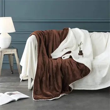 Duplo Soft De Inverno Quente Luxuoso Da Pele De Lã Reversível Cobertor De Flanela Cobertor Cobertor De Lã Sherpa Cobertor