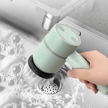 Elétrico da Escova de Limpeza USB 5-em-1 Portátil Banheira Escova Elétrica Escova do Aspirador de Pia de Banho Lavar a Escova de Limpeza da Cozinha Ferramenta