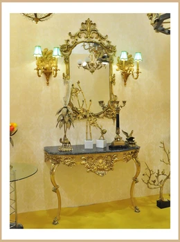 Europeu-Italiano Palácio De Estilo Villa Com Indústria Pesada Luxo De Bronze Esculpido Varanda Espelho