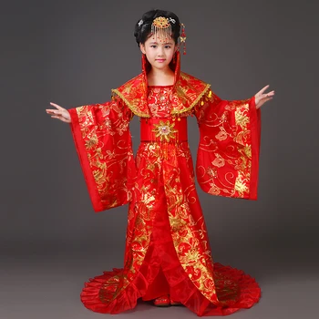 Fantasias infantis de meninas à direita pequenas chaise Dinastia Tang princesa antiga dança de fadas etapa traje cos mostrar Hanfu novo